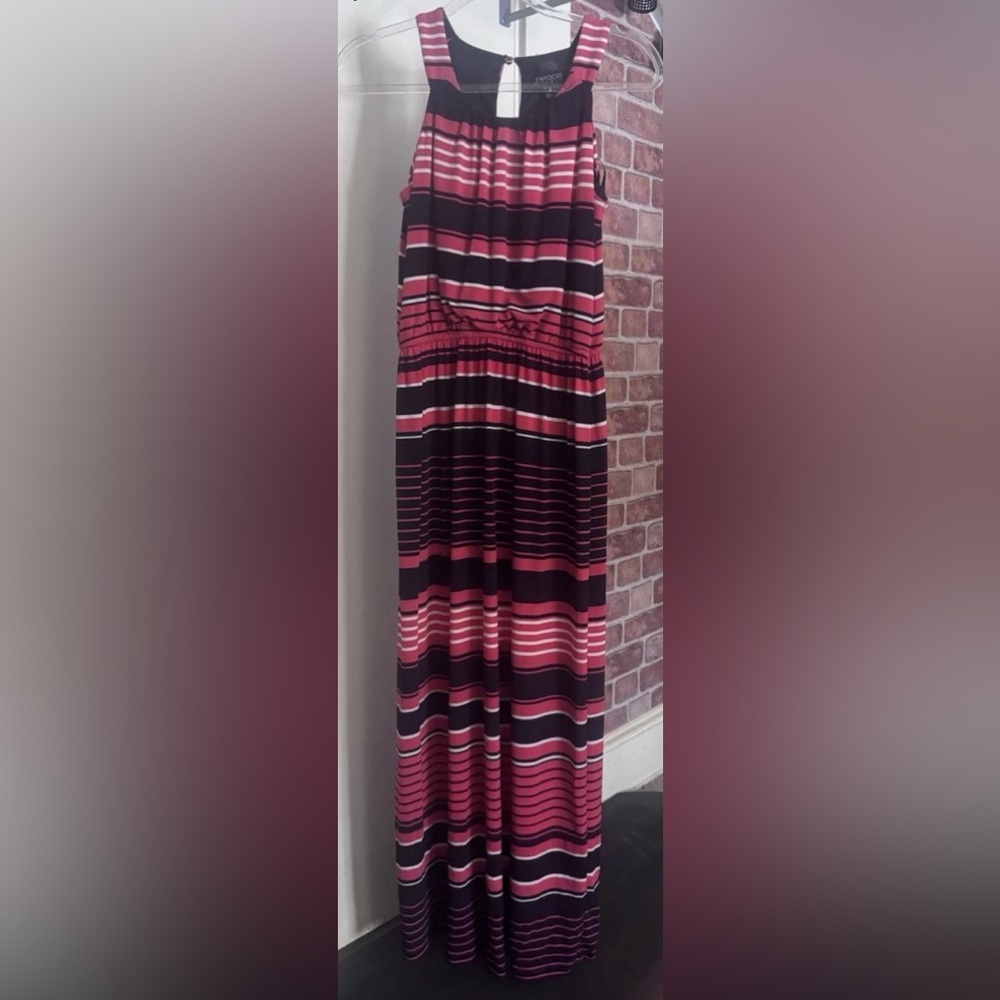 Enfocus Studio Pink and Black Striped Maxi Skirt